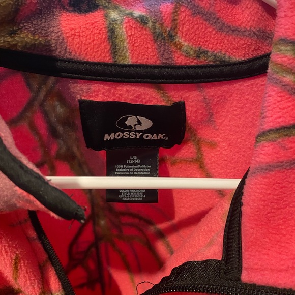 Mossy Oak Women Hot Pink Camo Full Zip Fleece Thumb Holes Camouflage L E395 - Picture 3 of 3